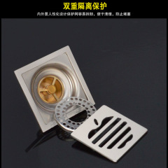 6mm Stainless Steel Floor Drain Balcony Kitchen Insect Proof Bathroom Copper Self-Sealing Square Brushed Thickened