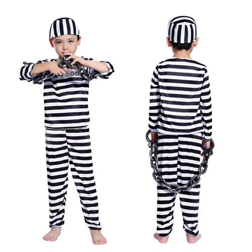 Cosplay Halloween Ghost Day Prisoner Clothes Sexy Violent Male Prisoner Adult Male Prisoner Suit Children Prisoner Set 