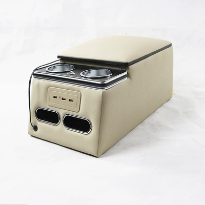 Car rear armrest box Armrest box - deluxe-beige-with-lamp