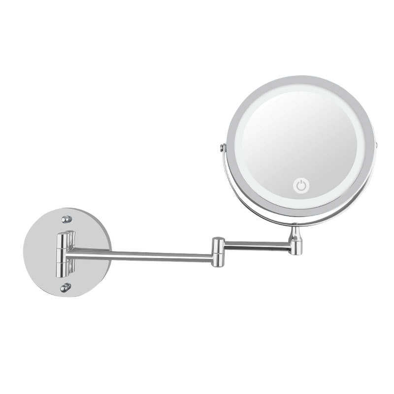 Espejo de maquillaje de baño LED espejo de baño de belleza con luz de doble cara colgante de pared plegable espejo de maquillaje de metal