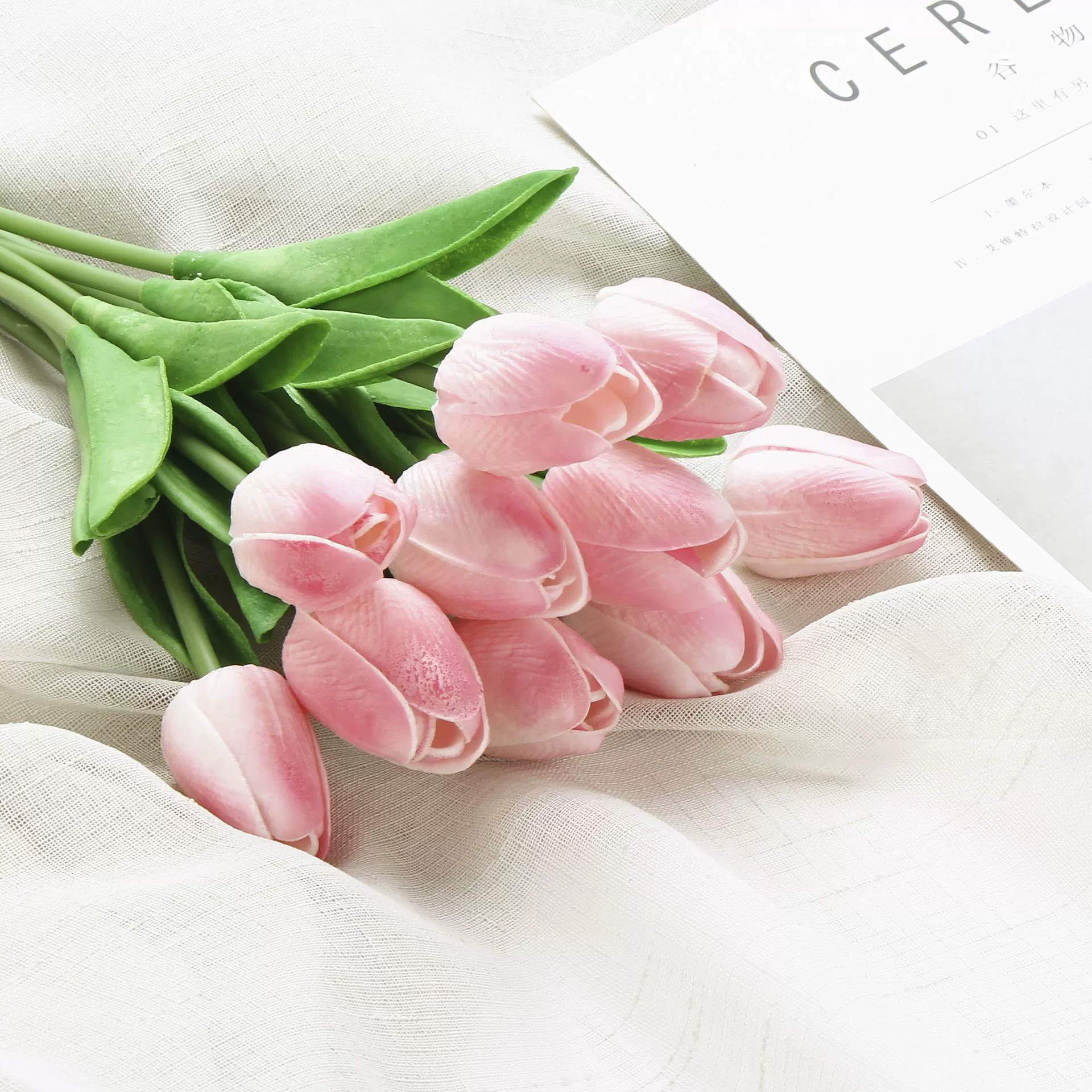 Artificial polyurethane tulip stem, realistic touch, wedding & home décor, lightweight 0.015 kg
