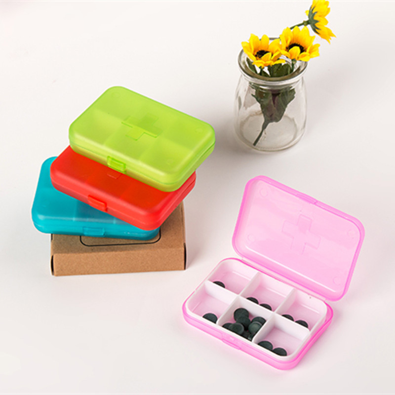 Paper Boxed Cross 6-compartment Medicine Box with Lid 6-compartment Plastic Storage Box Portable Pill Sub-packaging Box Small Gift Box
