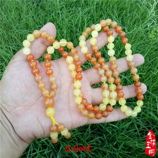批发玉器新疆戈壁料三彩玉108粒珠手串 金丝玉项链手链