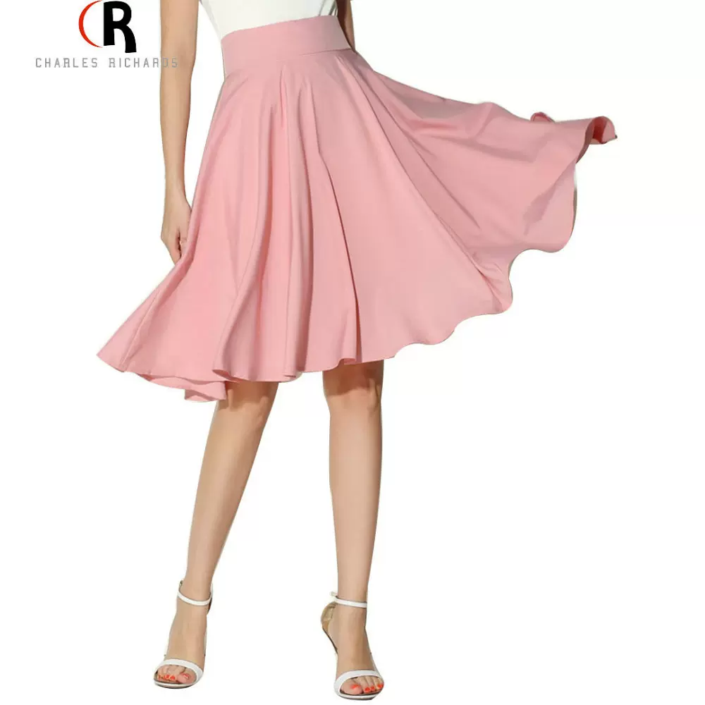 2018夏季高腰滑冰裙复古休闲中长半身裙波西米亚裙