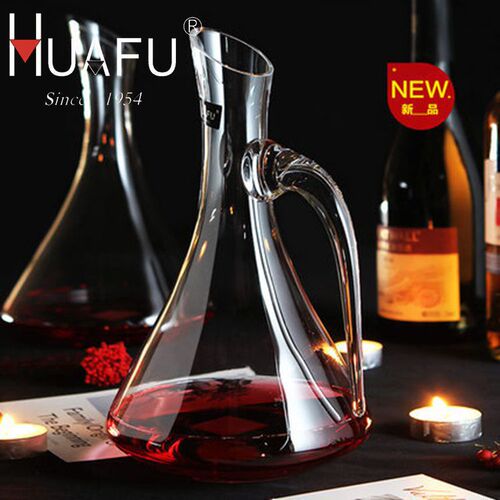 Huafu Lead-Free Crystal Glass Wine Decanter for Restaurants & Home Use, Glass Wine Dispenser, European-Style Wine Pot