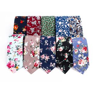 Men's cotton casual printed tie European and American fashion floral floral cotton tie custom wholesale narrow tie