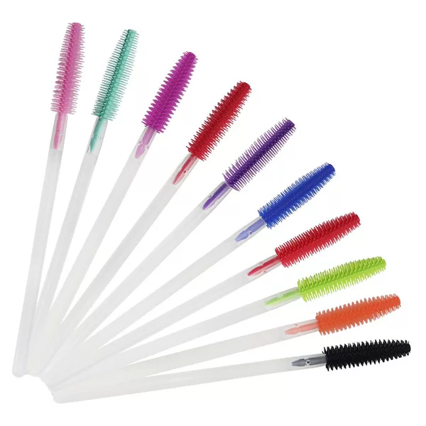Wholesale 50 Pieces/Pack Disposable Transparent Silicone Eyelash Brushes, Tower-Shaped Eyelash Brushes, Makeup Brushes, Beauty Tools