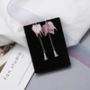 Fuchsia advanced cute earrings from pearl with bow, wide color palette, high-quality style, simple and elegant design