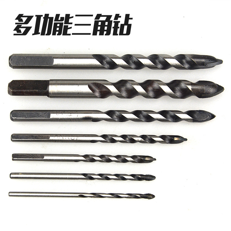瓷砖墙壁三角钻头木陶瓷玻璃合金钻头大理石开孔钻4mm5mm6套装PC