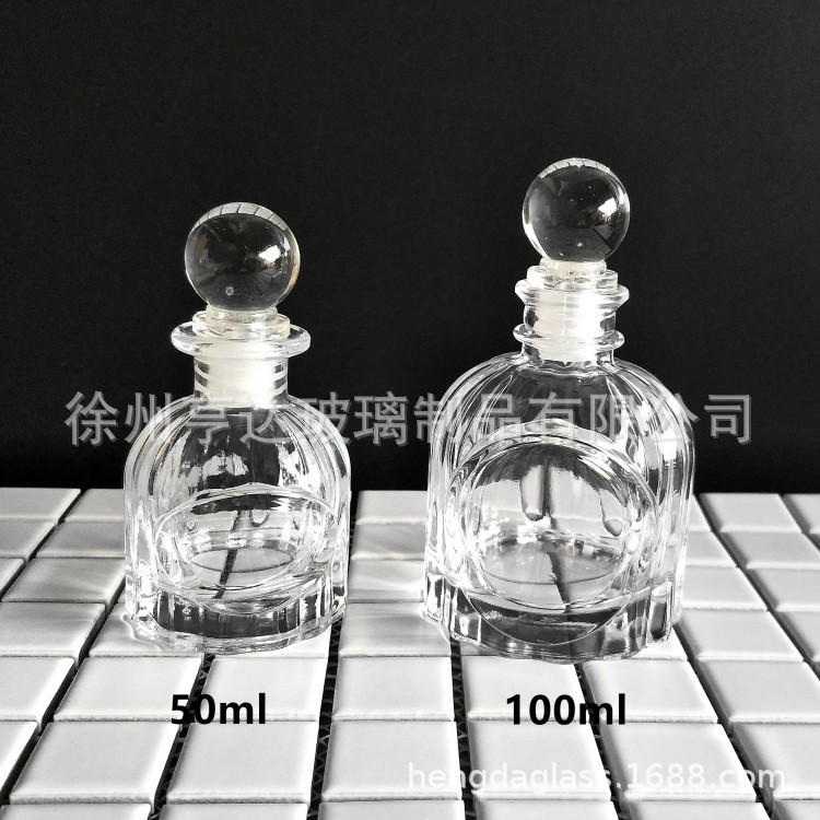 50ml 100ml竖条纹香薰瓶 瓶身中间可贴标或印刷logo 卡口香薰瓶