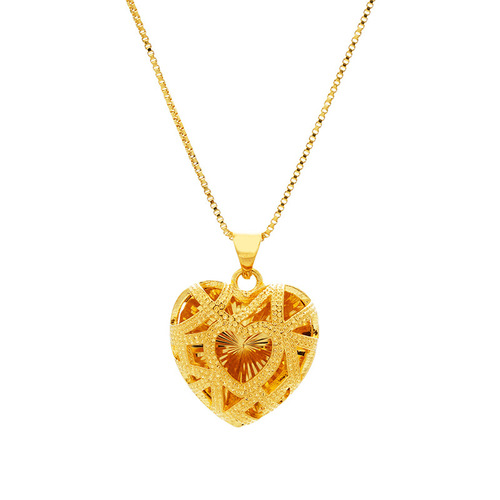 Vietnamese sand gold pendant for women, long-lasting, heart-shaped flower, fashionable and versatile, copper alloy imitation gold, Yiwu accessories