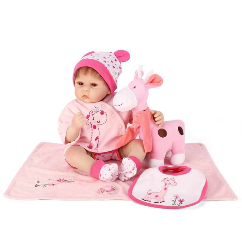 Simulación Linda muñeca de silicona suave muñeca bebé de juguete para niños