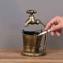 复古水龙头铁艺烟灰缸创意工艺品酒吧网咖摄影道具摆件金属工艺品