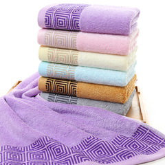 Round character grid thick bamboo fiber towel for face home use soft water-absorbent adult bath towels gift towels wholesale