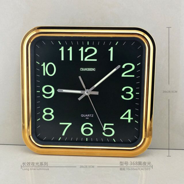 Amazon transfronterizo 28 * 28.5cm creativo reloj de pared de luz nocturna cuadrado simple reloj de pared decoración de personalidad