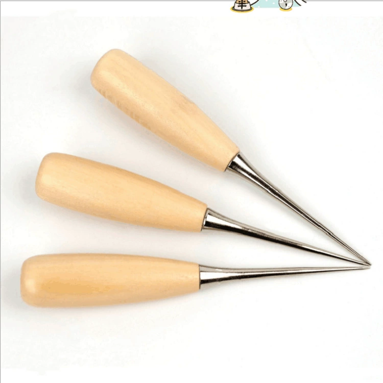 № 9 Шило с ножнами Шило ручной работы кожа ткань Пробивка с несколькими отверстиями круглое отверстие ручка из цельного дерева Шило