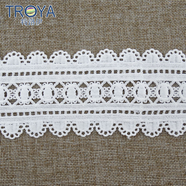 双边几何楼梯格子刺绣花边 优质加厚牛奶丝水溶刺绣花边条码 lace