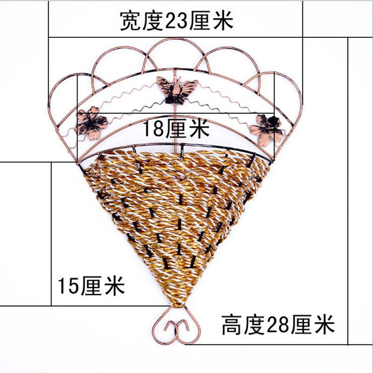 Gran Pared de ratán de hierro colgante cesta decoración del hogar medio ventilador de plástico flor decoración de la pared