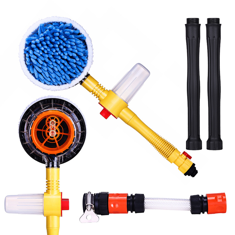 旋转喷水刷 洗车清洁刷 洗车机汽车配件圆毛刷通水旋转圆刷2018