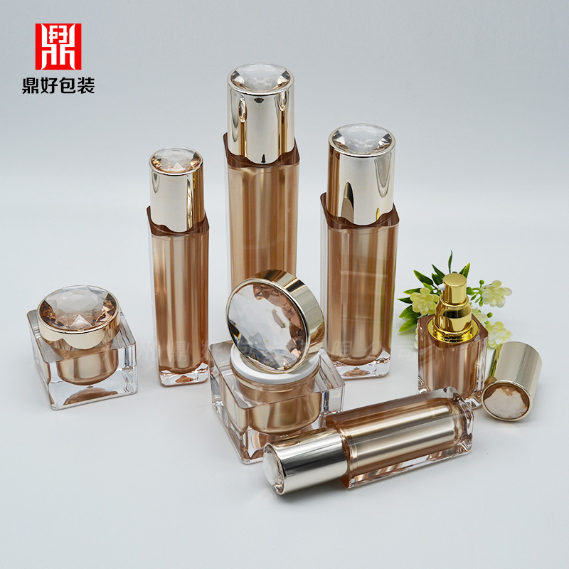新款亚克力包装30g50g钻石顶盖四方形膏霜瓶化妆品分装瓶面霜瓶