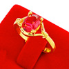 Tourmaline ruby long-lasting wedding ring, one size stone inlay jade