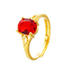 Tourmaline ruby long-lasting wedding ring, one size stone inlay jade