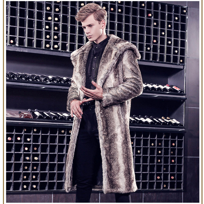 Autumn and winter men's buttons fur coat mink mink velvet long coat…