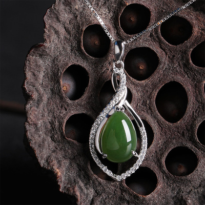 appraisal certificate Antiquity Drop green Pendant 925 Sterling Silver Hollow Set Jasper Pendant wholesale