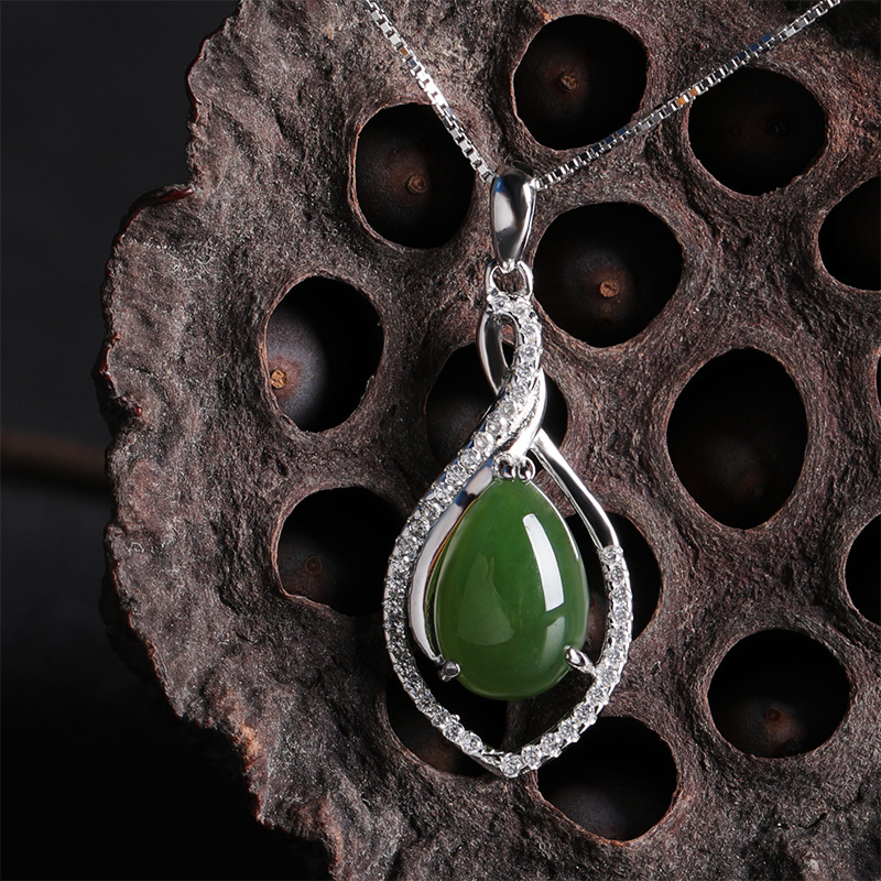 appraisal certificate Antiquity Drop green Pendant 925 Sterling Silver Hollow Set Jasper Pendant wholesale