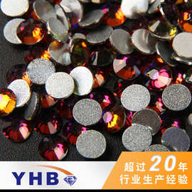 厂家批发平底玻璃银底火山色无胶底彩色7mm服饰辅料配件美甲水钻