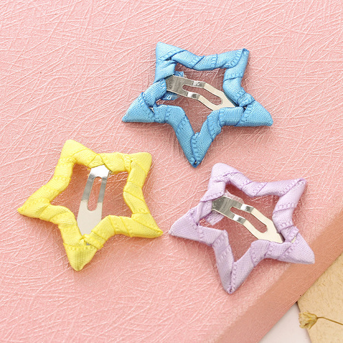 Korean style one-price fabric BB clip children's hair accessories, five-pointed star does not hurt the hair edge clip children's hair accessories wholesale