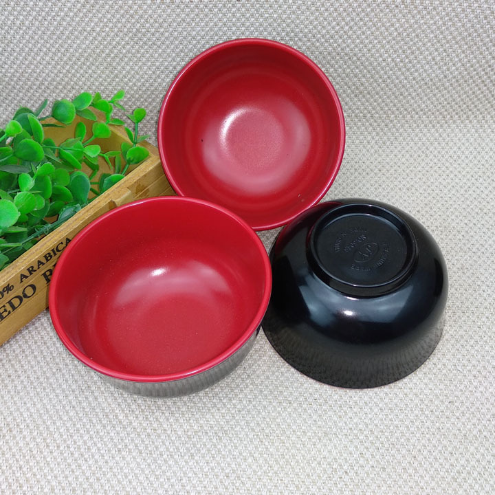 D2143 5045 tazón de color doble rojo y negro tazón de color doble tazón de melamina tazón de fuente de ensalada Yiwu 2 yuanes tienda binaria
