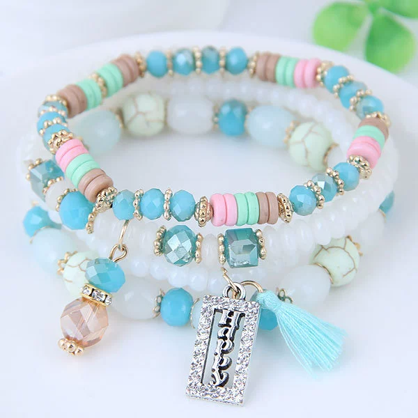 Fresh beaded bracelet with tassels, bead bracelet, Korean style, boho style, wholesale