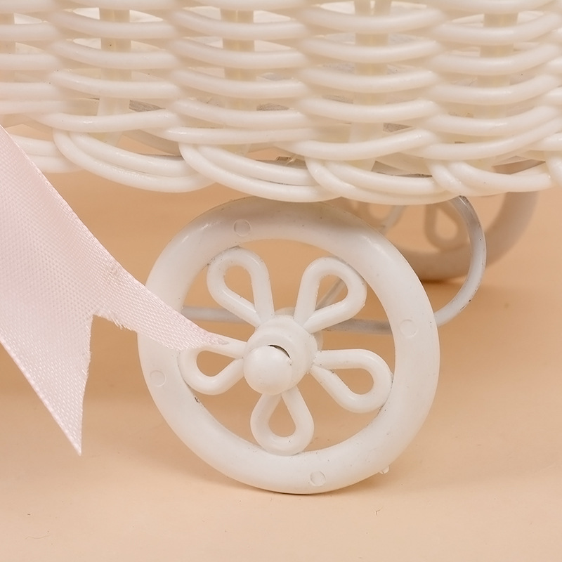 Decoración del hogar moderno creativo ratán artesanía cochecito cesta de almacenamiento carro