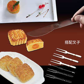 厂家直销批发蛋糕刀月饼刀一次性水果叉透明塑料刀叉餐具
