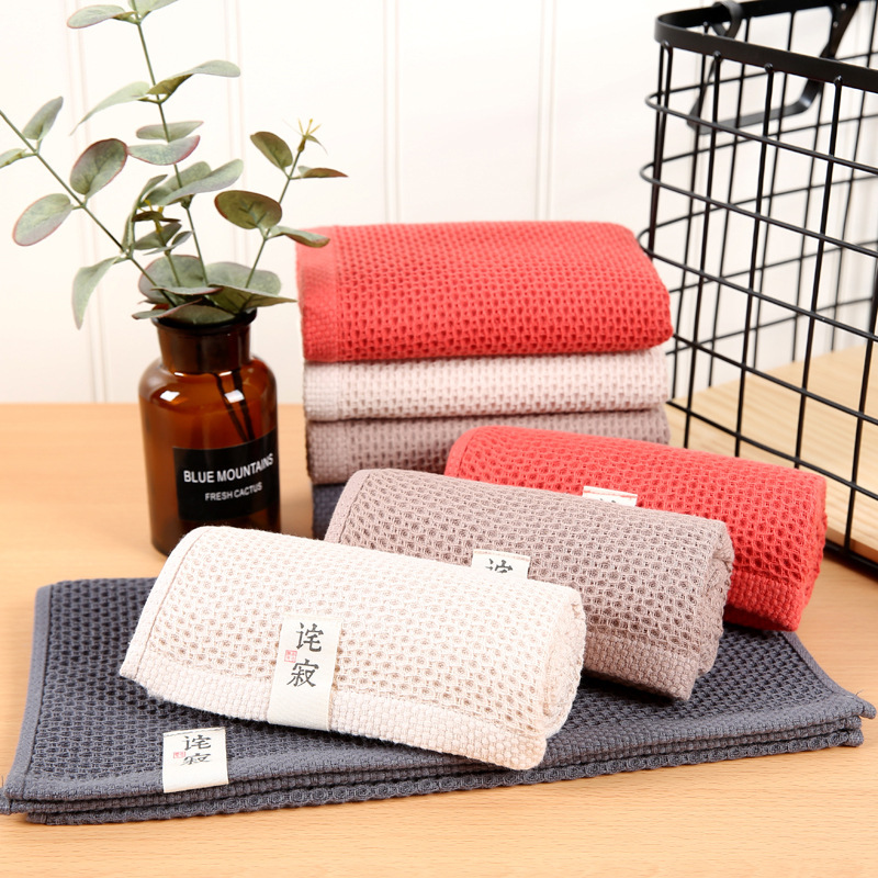 Supply gauze square honeycomb towel cotton absorbent gift waffle face towel factory wholesale spot