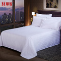JT003-cd酒店床上用品 宾馆客房客栈四件套白缎条床单单件