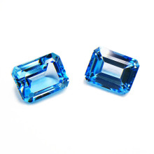 天然瑞士蓝托帕石祖母绿切工小八角裸石戒面珠宝成品首饰厂家批发