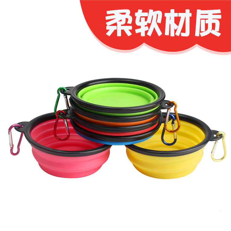 Folding silicone pet bowl folding dog bowl water and white white…