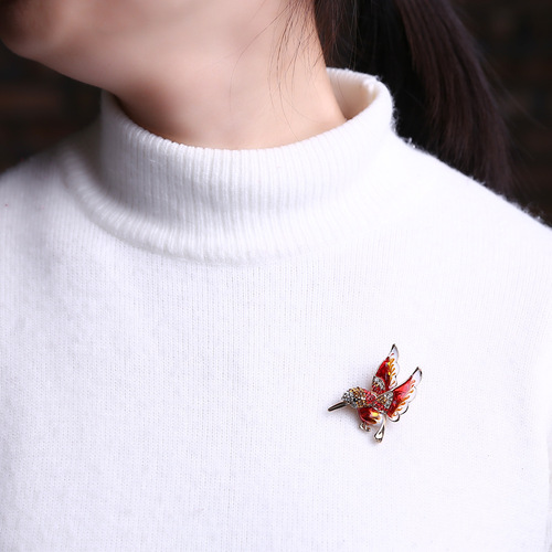 European and American simple bird animal brooch alloy dripping oil fashion versatile corsage wholesale factory direct sale