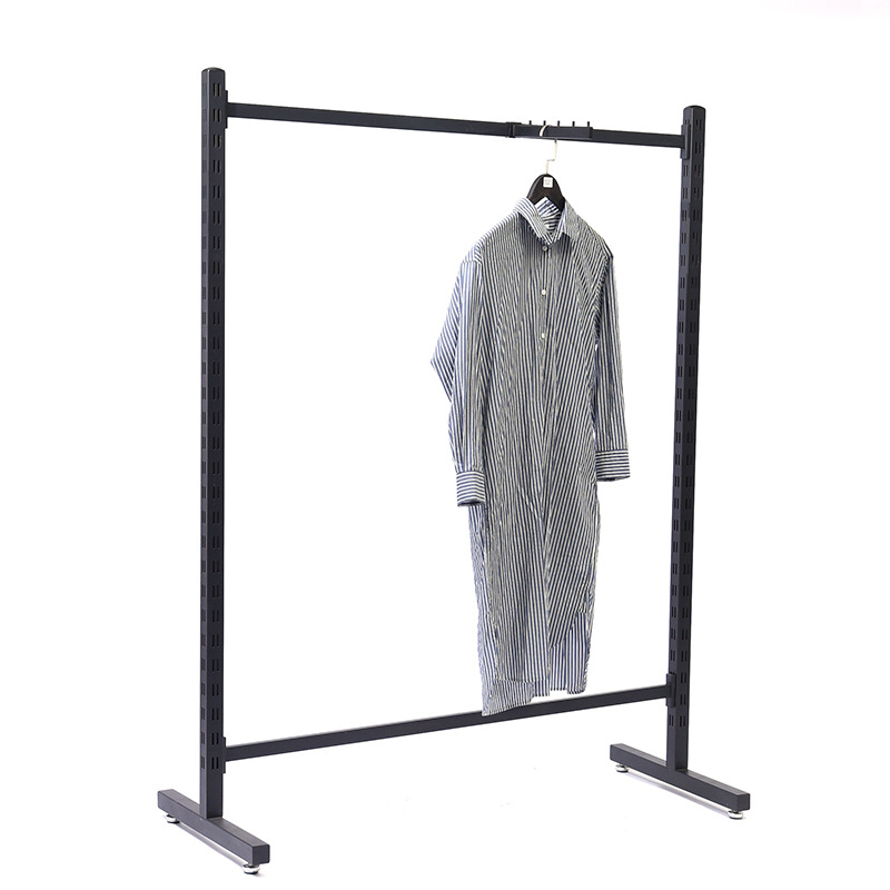 简约男女运动服装店衣架展示架落地式衣服架38方T字架黑色晾衣架