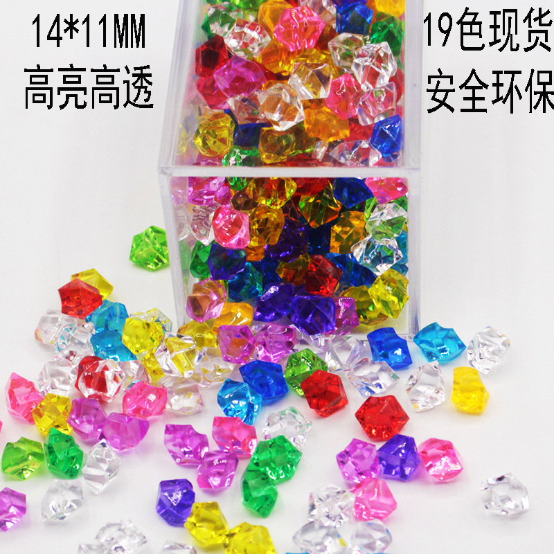 Irregular acrylic simulation ice transparent colored stone beaded jewelry bar drill painting shooting mold accessories