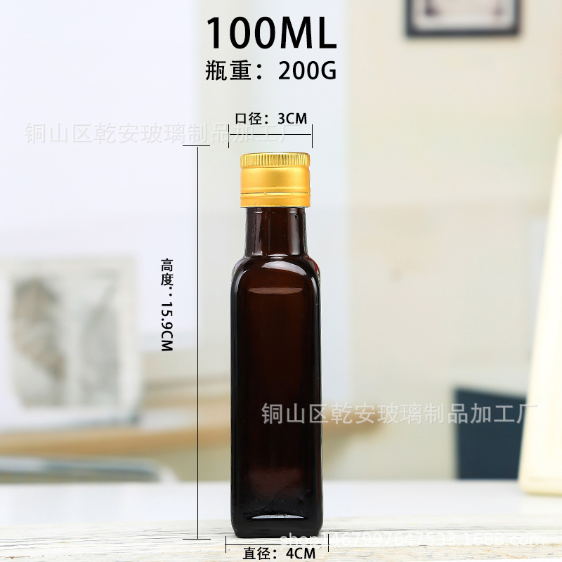 厂家批发100ml橄榄油瓶茶色油瓶玻璃瓶醋瓶