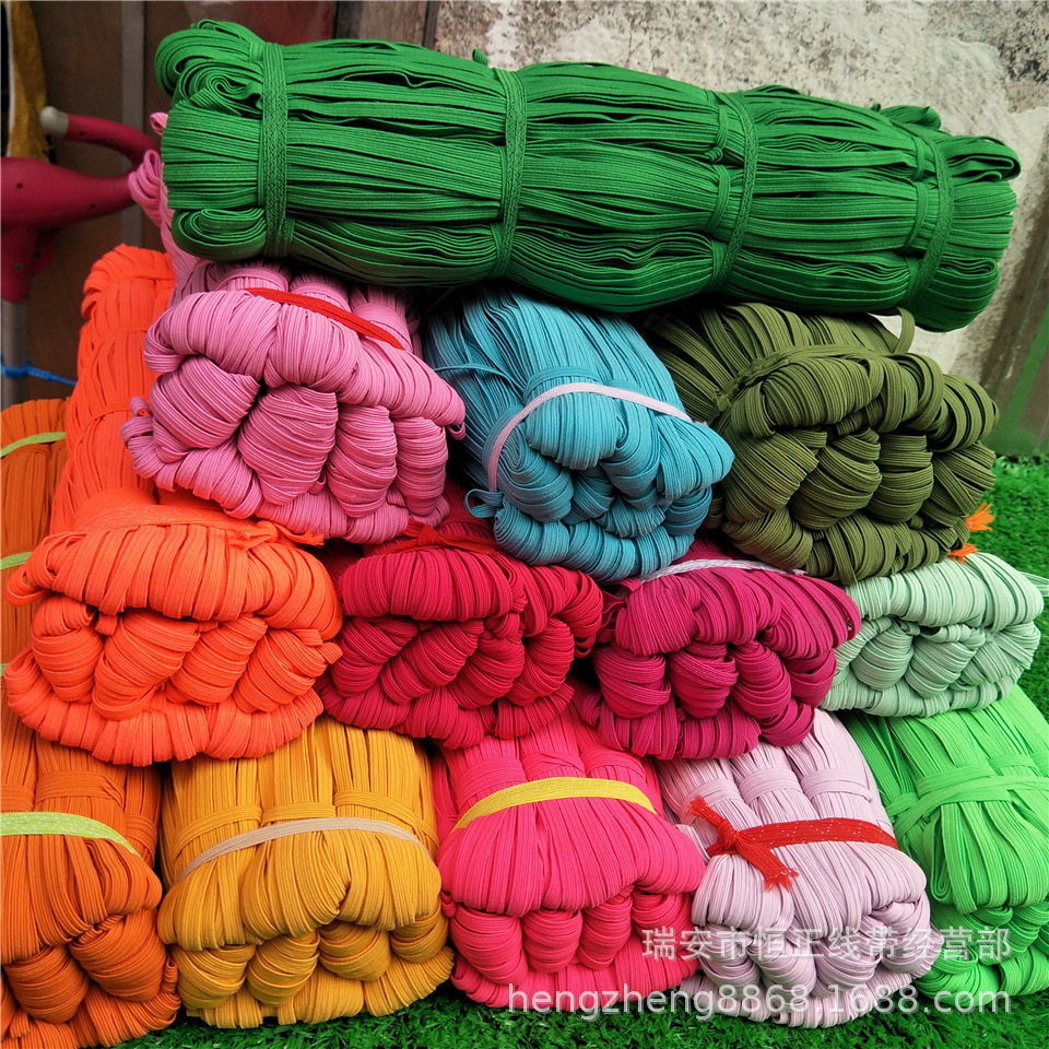 现货直销6mm扁彩色松紧带  0.6CM条纹跑马带 服装箱包辅料走马带