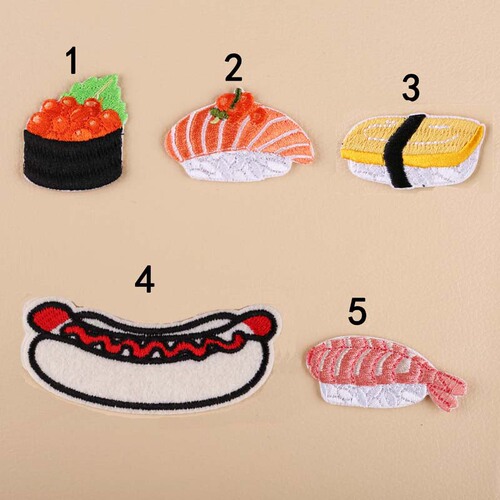 Yixiu embroidery cloth stickers computer embroidery stamps exquisite DIY sushi hot dog shrimp rice clothes decoration patch stickers