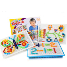蘑菇钉组合拼插板玩具 蘑菇丁盒装拼图 儿童益智力玩具2-7岁批发