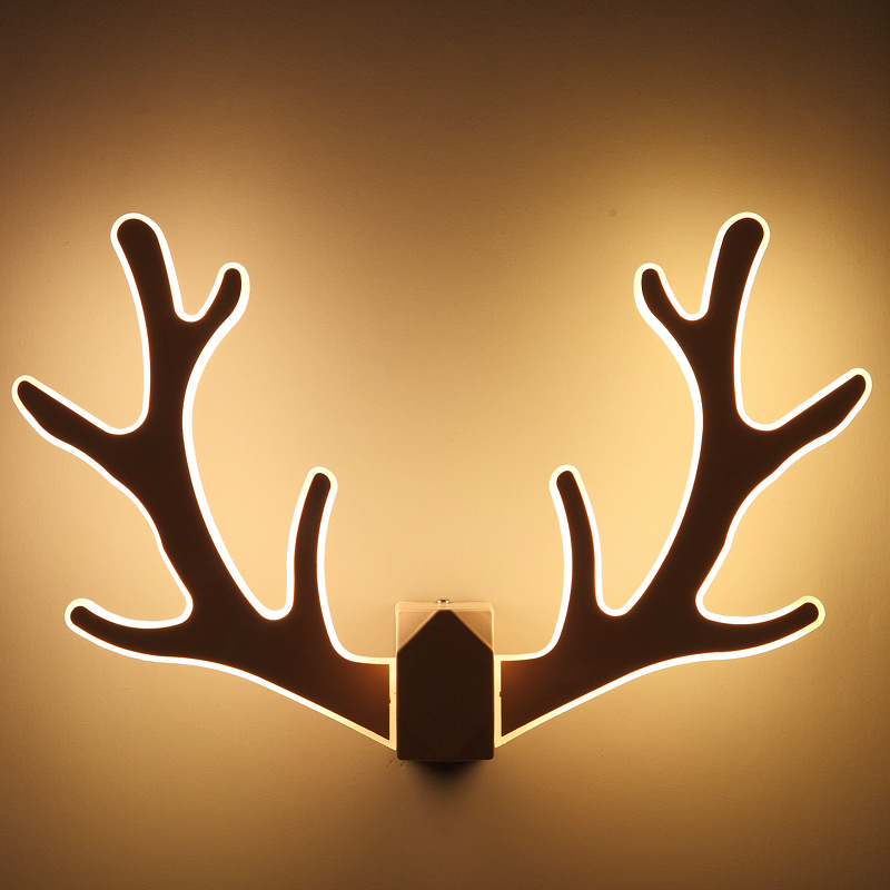 北欧后现代LED鹿角壁灯简约客厅电视墙壁灯创意卧室床头壁灯灯饰