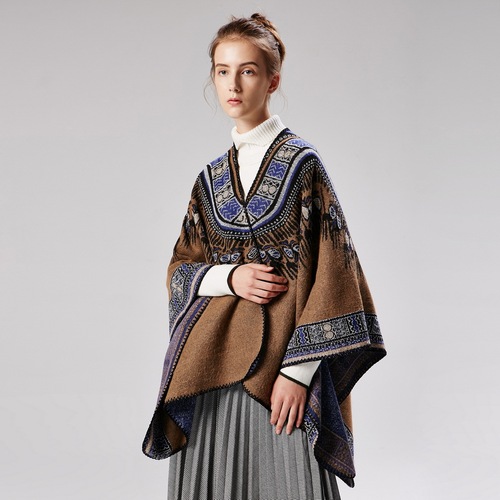 Women's new abstract pattern thickened slit dual-use shawl cross-border exclusive Amazon best-selling shawl