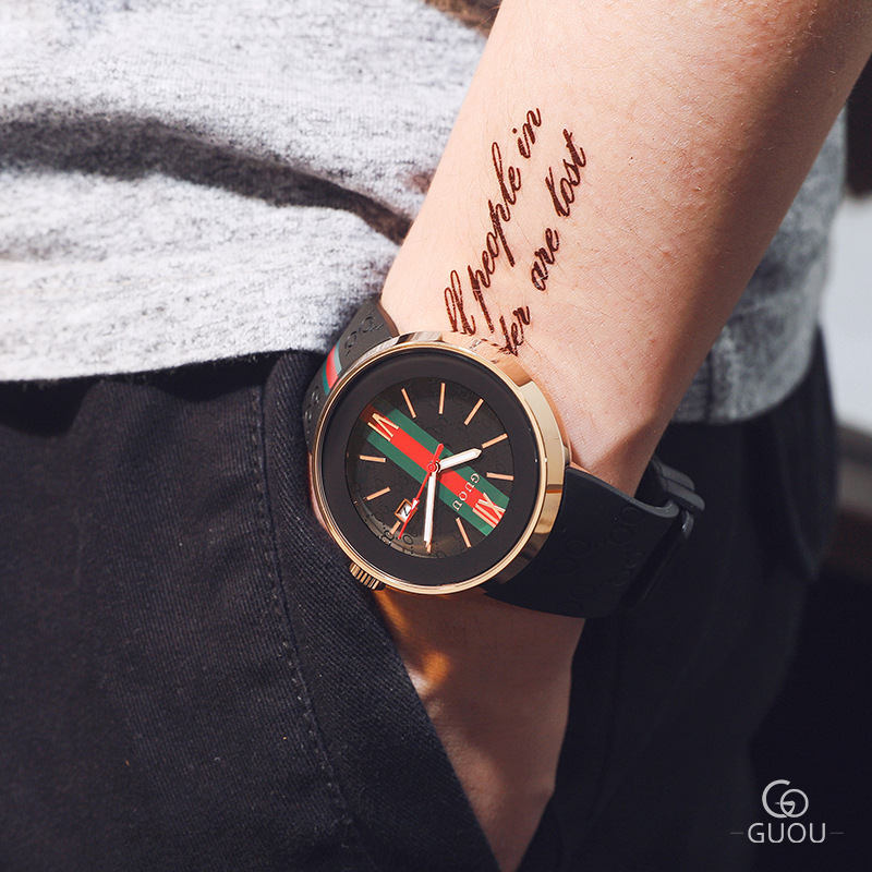 guou guou men's watch women's silicone quartz watch fashion trend with calendar neutral student couple watch