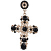 Retro earrings, black crystal, European style, wholesale